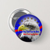 愛国心が強いワシおよび金ゴールドの星円形ボタンPin 缶バッジ (正面&裏面)