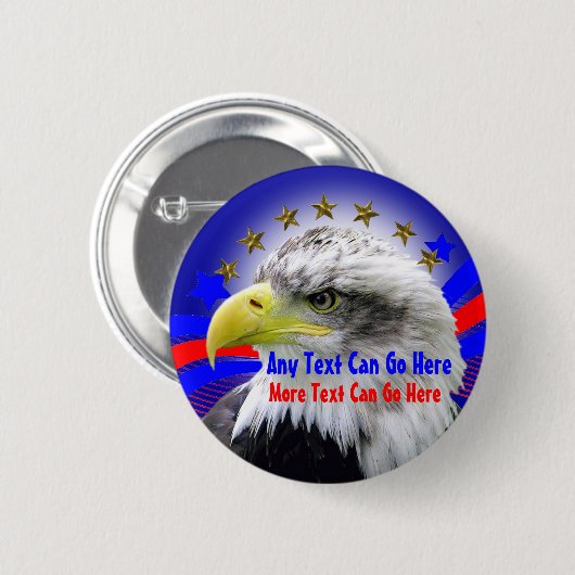愛国心が強いワシおよび金ゴールドの星円形ボタンPin 缶バッジ (正面&裏面)