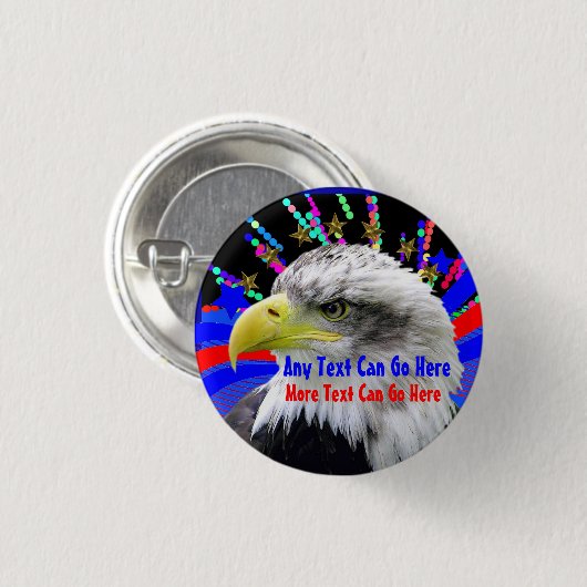 愛国心が強いワシおよび金ゴールドの星円形ボタンPin 缶バッジ (正面&裏面)