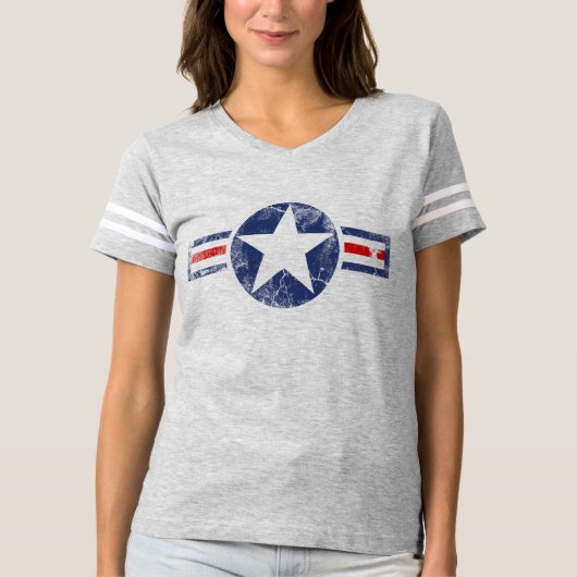 愛国心が強いヴィンテージの軍隊の飛行隊の星 Tシャツ (正面)