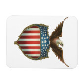 愛国心が強いヴィンテージ米国旗を持つ白頭鷲 マグネット (横)