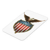 愛国心が強いヴィンテージ米国旗を持つ白頭鷲 マグネット (左側)