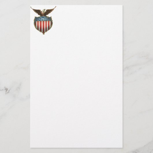 愛国心が強いヴィンテージ米国旗を持つ白頭鷲 便箋 (正面)