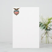 愛国心が強いヴィンテージ米国旗を持つ白頭鷲 便箋 (スタンド正面)