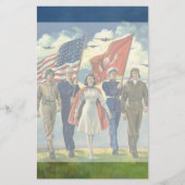 愛国心が強いヴィンテージ誇り高い軍人の英雄 便箋 (正面)
