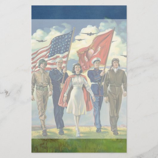 愛国心が強いヴィンテージ誇り高い軍人の英雄 便箋 (正面)