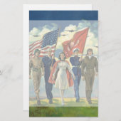 愛国心が強いヴィンテージ誇り高い軍人の英雄 便箋 (正面/裏面)