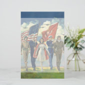 愛国心が強いヴィンテージ誇り高い軍人の英雄 便箋 (スタンド正面)