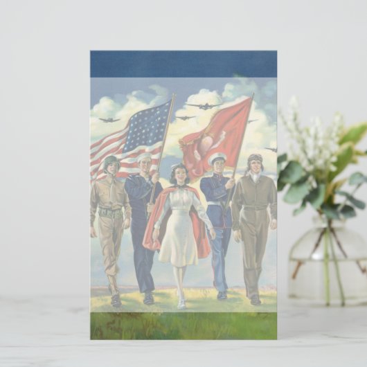 愛国心が強いヴィンテージ誇り高い軍人の英雄 便箋 (スタンド正面)