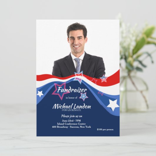 愛国心が強い募金活動の写真の招待状 招待状 (スタンド正面)