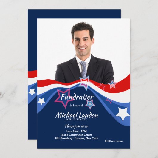 愛国心が強い募金活動の写真の招待状 招待状 (正面/裏面)