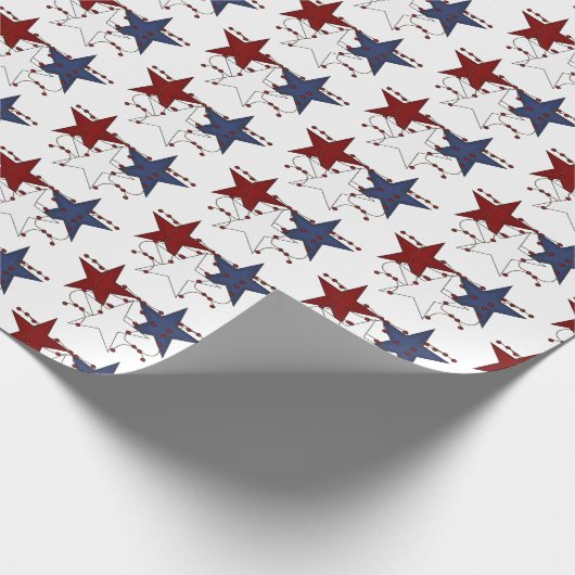 愛国心が強い国スタイルの星によってタイルを張られるパーティーの覆い ラッピングペーパー (角)