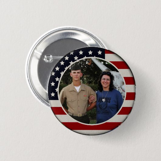 愛国心が強い旗の写真ボタン 缶バッジ (正面&裏面)