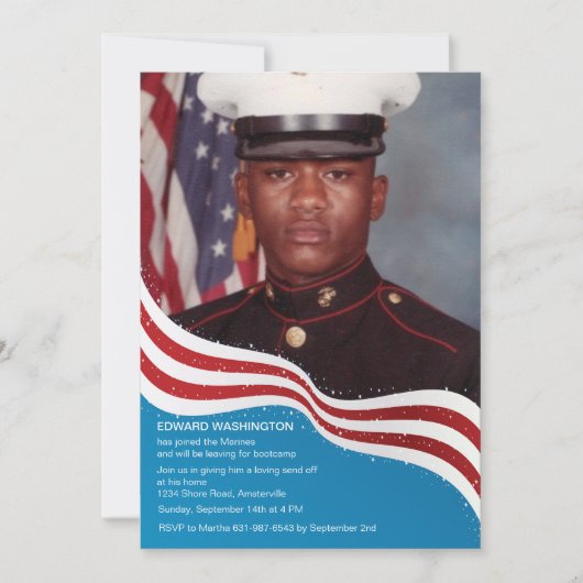 愛国心が強い旗の軍隊はパーティーの招待を離れて送ります 招待状 (正面)