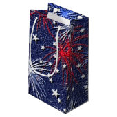 愛国心が強い星および花火の小さいギフトバッグ スモールペーパーバッグ (裏面アングル)