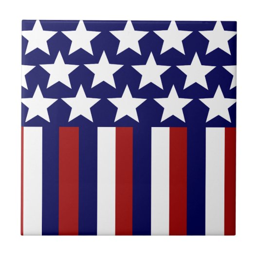 愛国心が強い星のストライプな自由の旗7月第4 タイル (正面)
