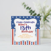 愛国心が強い星のストライプな自由の旗7月第4 招待状 (スタンド正面)