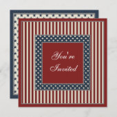 愛国心が強い星及びストライプな7月4日のパーティーの招待 招待状 (正面/裏面)