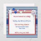 愛国心が強い星条旗のパーティの招待状 招待状 (正面/裏面)