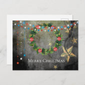 愛国心が強い星nライト~のメリークリスマスのリース シーズンポストカード (正面/裏面)