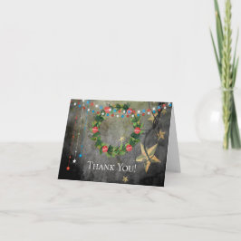 愛国心が強い星nライト、休日のクリスマスのリース サンキューカード