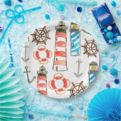 愛国心が強い水彩画の灯台 ペーパープレート (パーティー)