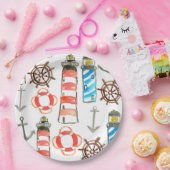 愛国心が強い水彩画の灯台 ペーパープレート (パーティー)