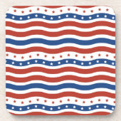 愛国心が強い波状の星条旗の自由の旗 コースター (正面)