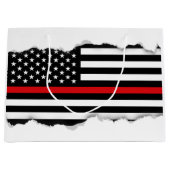 愛国心が強い消防士のスタイルの米国旗 ラージペーパーバッグ (正面)