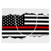 愛国心が強い消防士のスタイルの米国旗 ラージペーパーバッグ (裏面)