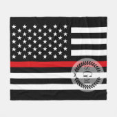 愛国心が強い消防士の薄い赤線旗のモノグラム フリースブランケット (正面(横))