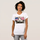 愛国心が強い猫のおもしろTシャツ、アメリカのサングラス Tシャツ (正面フル)