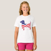 愛国心が強い米国の旗のダックスフント Tシャツ (正面フル)