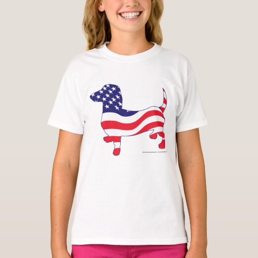 愛国心が強い米国の旗のダックスフント Tシャツ (正面)