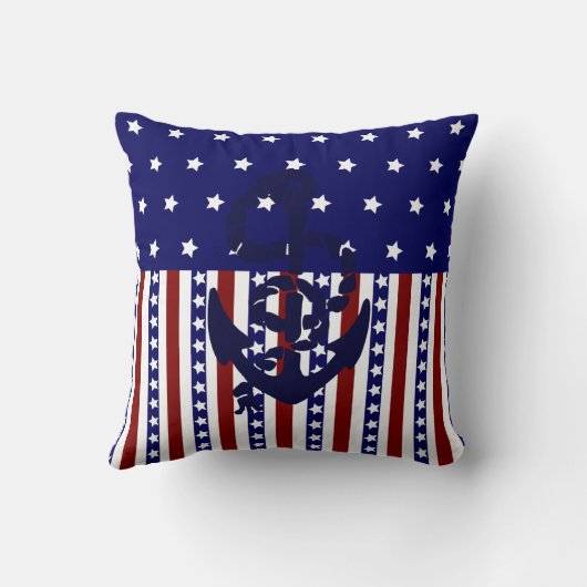 愛国心が強い米国の星のストライプの航海のないかりの枕 クッション (裏面)