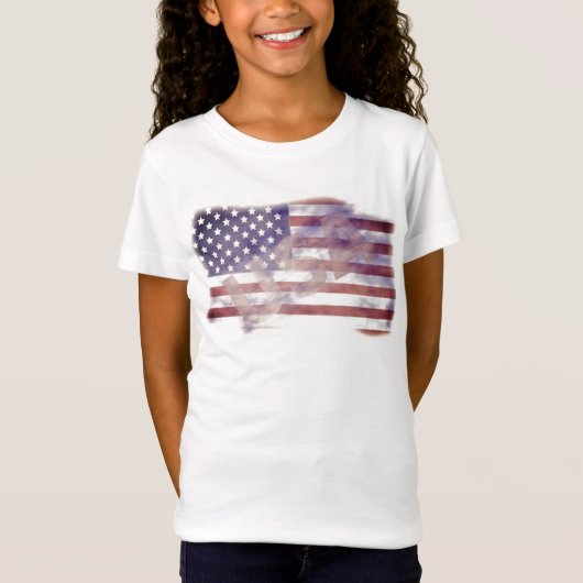 愛国心が強い米国の米国旗の女の子 Tシャツ (正面)