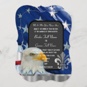 愛国心が強い米国旗およびワシの結婚式 招待状 (正面/裏面)