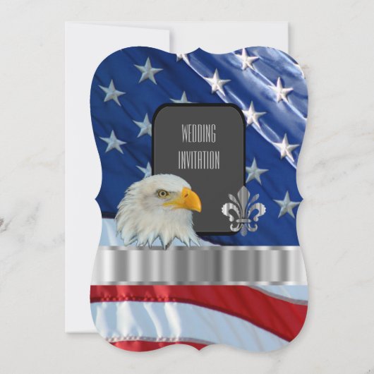 愛国心が強い米国旗およびワシの結婚式 招待状 (裏面)