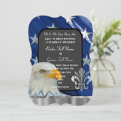 愛国心が強い米国旗およびワシの結婚式 招待状 (スタンド正面)