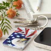 愛国心が強い米国旗およびワシ キーホルダー (正面右)