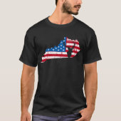愛国心が強い米国旗のケンタッキーのシカの捜すこと Tシャツ (正面)