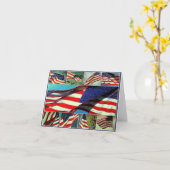 愛国心が強い米国旗のメッセージカード カード (黄色い花)