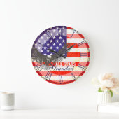 愛国心が強い米国旗のワシの祖父の柱時計 ラージ壁時計 (ホーム)