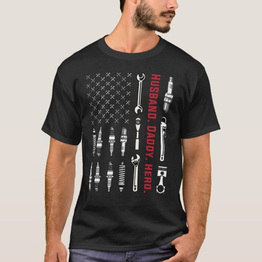 愛国心が強い米国旗の整備士のパパの父の日 Tシャツ (正面)