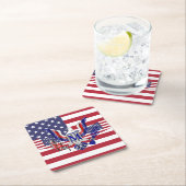 愛国心が強い米国旗 スクエアペーパーコースター (インサイチュ)