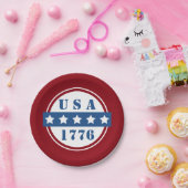 愛国心が強い米国1776の赤白青の星のプレート ペーパープレート (パーティー)