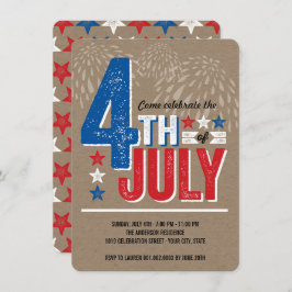 愛国心が強い花火の7月4日のパーティーの招待 招待状