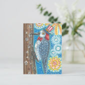 愛国心が強い赤毛のキツツキ、花火の郵便はがき ポストカード (スタンド正面)