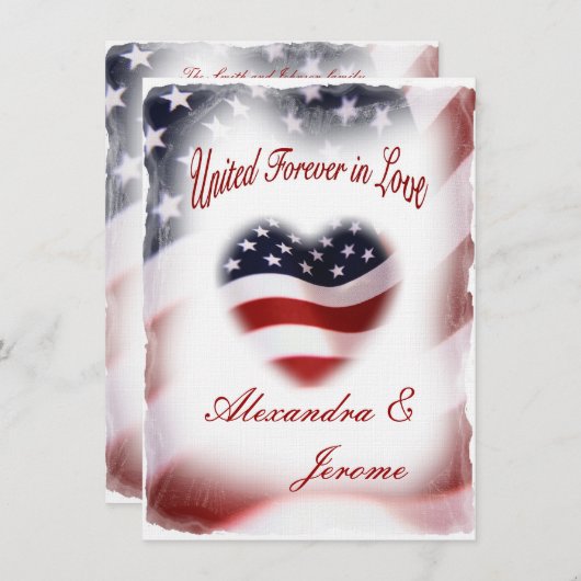 愛国心が強い軍の米国旗の結婚式 招待状 (正面/裏面)