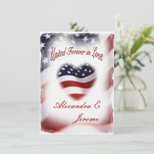 愛国心が強い軍の米国旗の結婚式 招待状 (スタンド正面)